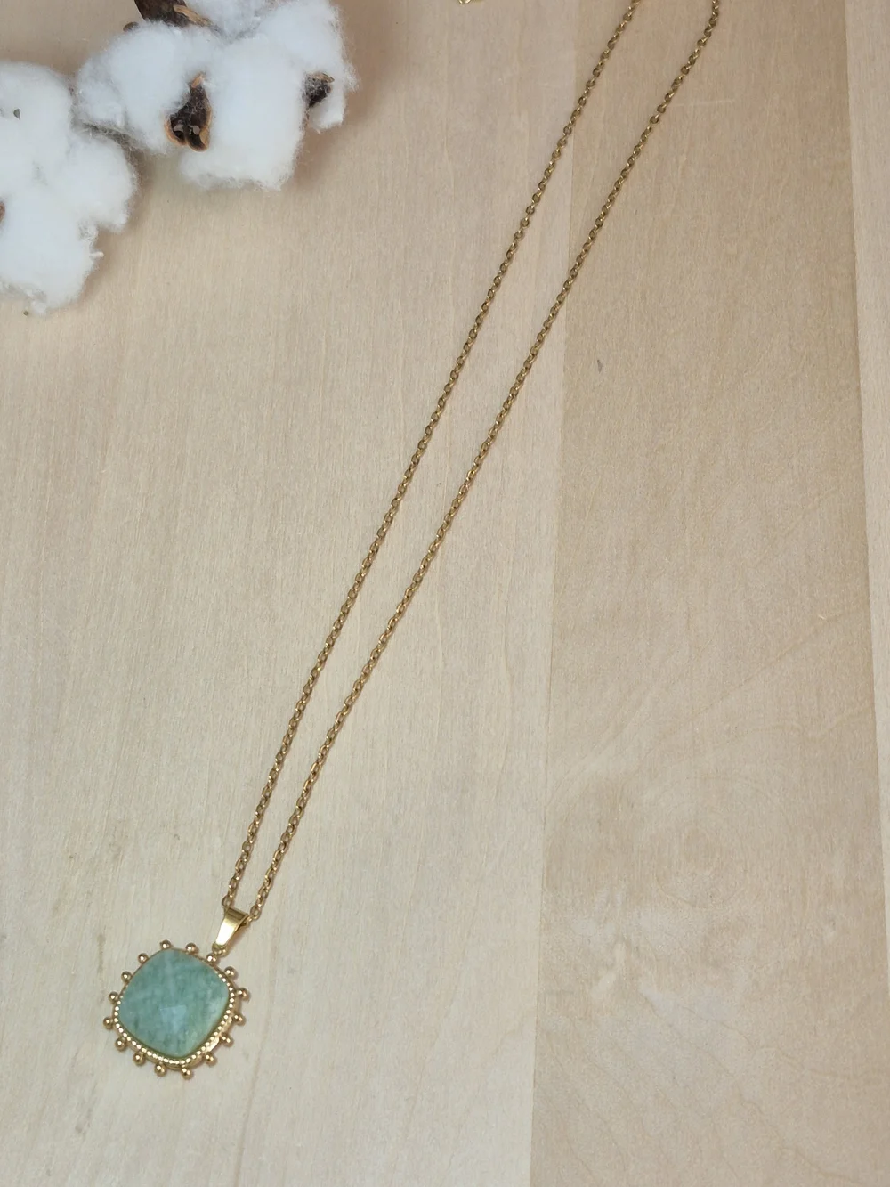 🩵🩵NEW🩵🩵 PRETTY!! Natural Stone Faceted AMAZONITE Square Pendant Necklace